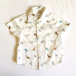 carter's off-white dinosaur print collared button down shirt 3 months baby